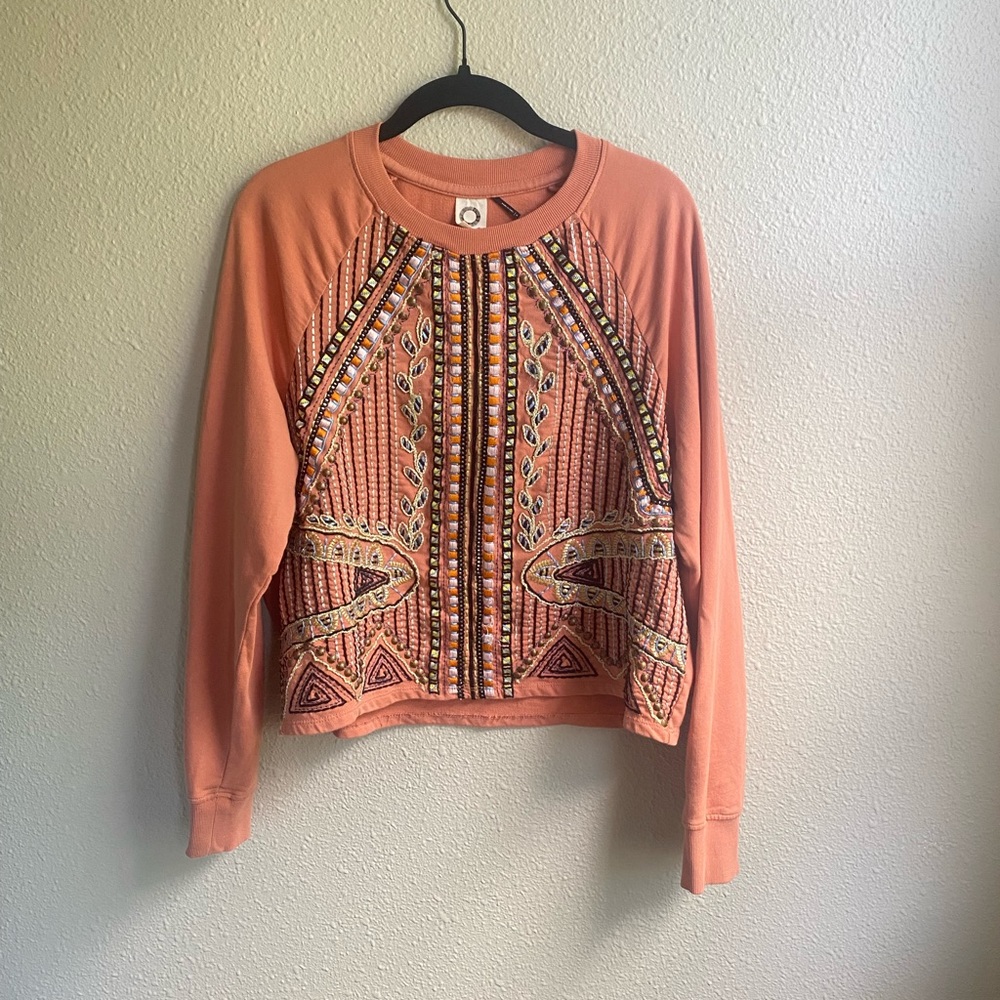 Anthropologie Embroidered Sweatshirt